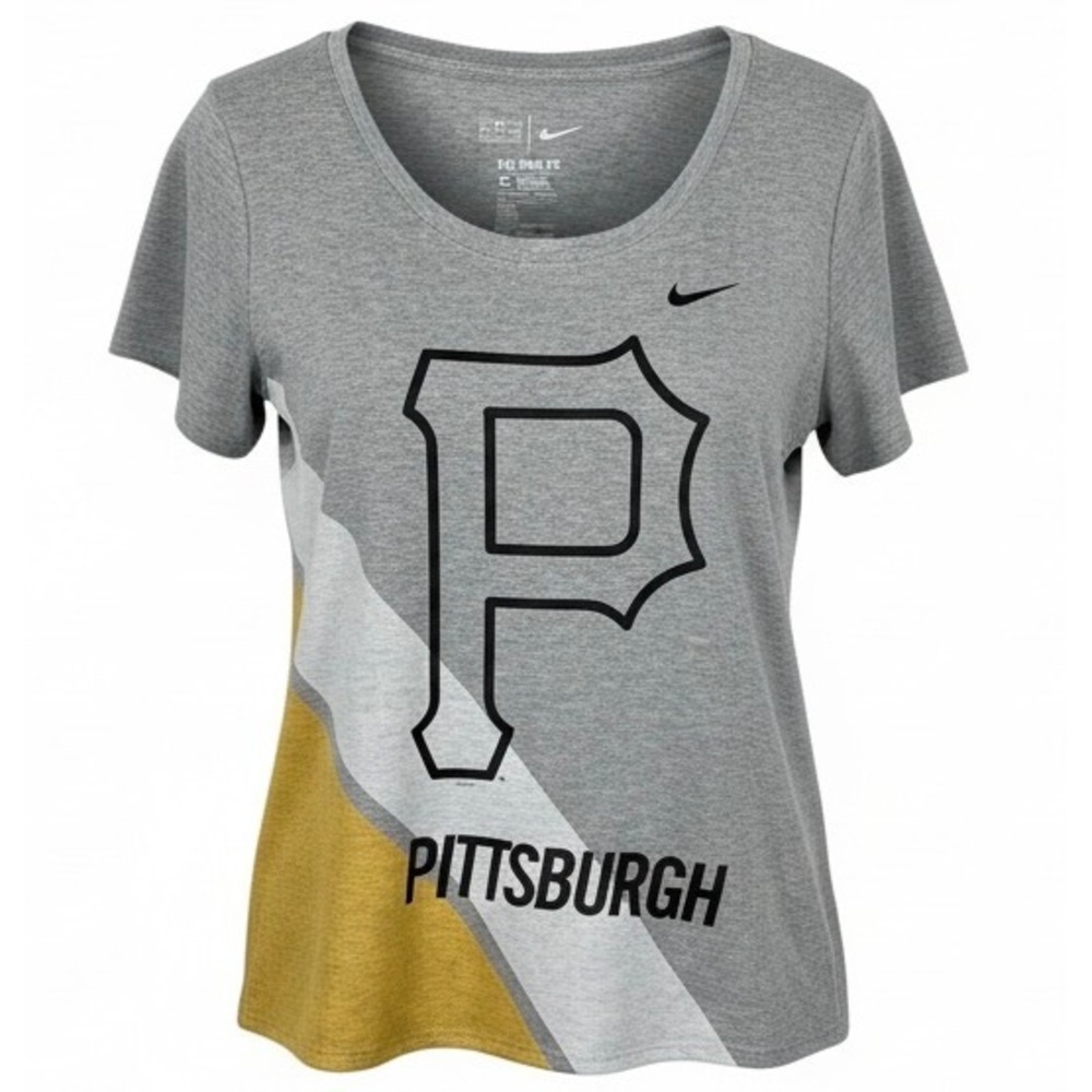 Nike MLB Pittsburgh Pirates T-Shirt Women XXL Gray Colorblock Scoop Neck 3229